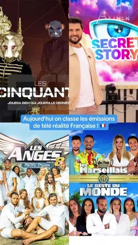 TOP 10 des émissions de télé-réalité en France ! 🍿 #telerealite #tvrealite #les50 #secretstory #lesmarseillais 