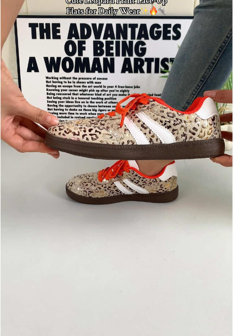 Cute Leopard Print Lace-Up Flats for Daily Wear✨🔥👟 #leopardflats #womensshoes #usafashion #shoetok #affordablefashion #tiktokfashionfinds #laceupflats #everydaystyle #stylishshoes #usashopping #sneakers #womensneakers 