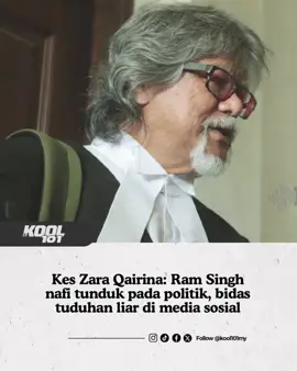 Datuk Ram Singh menegaskan bahawa beliau tidak pernah menerima, meminta atau dipengaruhi oleh sebarang dorongan daripada mana-mana parti politik atau mana-mana pihak yang berhubungan dengannya. Peguam yang mewakili seorang daripada lima remaja yang didakwa dalam kes berkaitan kematian Allahyarham Zara Qairina Mahathir itu berkata, beliau tidak pernah membenarkan sebarang pertimbangan tidak wajar menjejaskan keputusannya. #Kool101 #SemasaDanSosial #MuzikYangFamiliar #Berita #isusemasa #isuterkini Sumber: @Harian Metro 