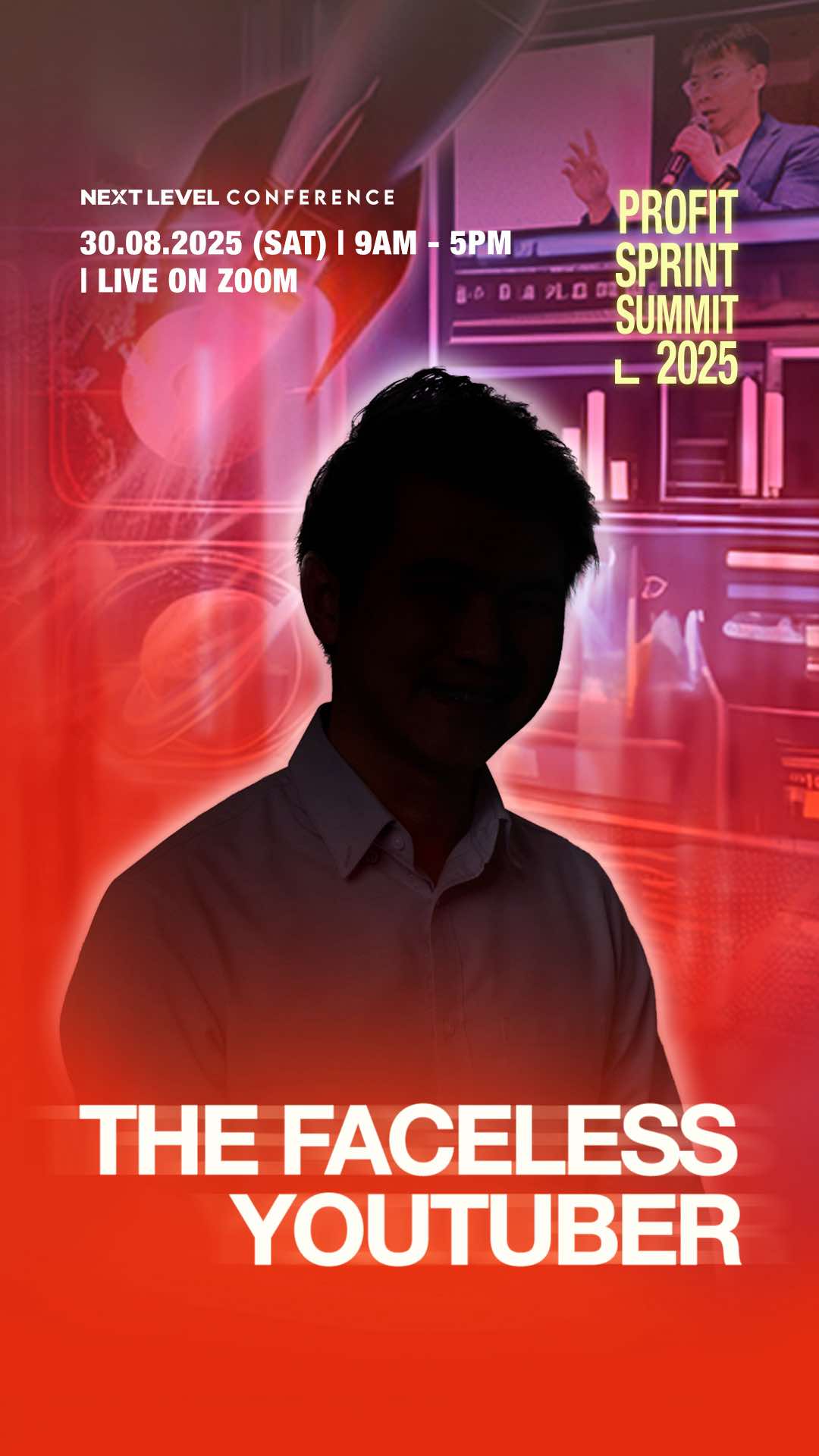 📹 This sneak peek video was created by the Faceless YouTuber to show you how faceless YouTube can transform the way you work. The Faceless YouTuber cracked the code to earning $3,000–$4,000 a month on YouTube without filming a single video and while staying completely anonymous. 🔥🔥🔥 🎥 He’s living proof that you don’t need to show your face to build a profitable online business. He’s mastered a system that generates income streams without endless hours of work. Most people work 8–10 hours a day just to make $5K a month. What if you could earn more in half the time through faceless videos? At the Next Level Conference: Profit Sprint Summit 2025, the Faceless YouTuber will reveal exactly how his method works and how you can start building your own faceless channel from scratch. 🔥 Limited seats available 🗓 30 August 2025 🎟 Lock in your ticket now via the link in bio! #Conference #youtuber #interview #profitsprint #fyp
