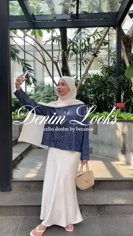 Denim with satin skirt 🤍🫧 #fyp #OOTD #inspiration #outfit #linen 