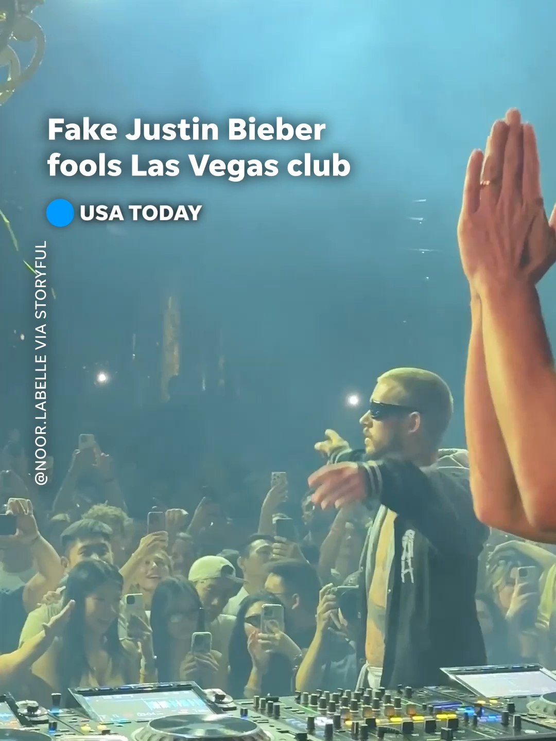 Will the real #justinbieber please stand up? An impersonator joined a popular DJ on a Las Vegas nightclub stage. He said he never meant to dupe anyone, but he's been banned from future entry.