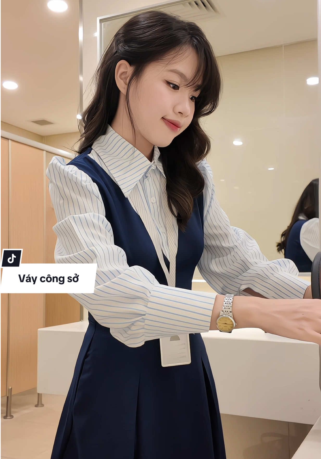 Cho bà nào chưa bít thì em này là 1 cái váy liền nha, ko phải là tách riêng sơ mi nha mấy bà  #meimytom #vaycongso 