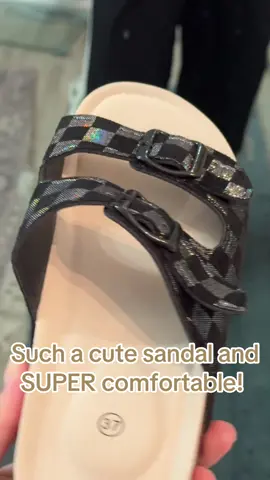 These are even more comfortable then berks ! #sandals #lookalike #checkered #slides #tiktokshop 