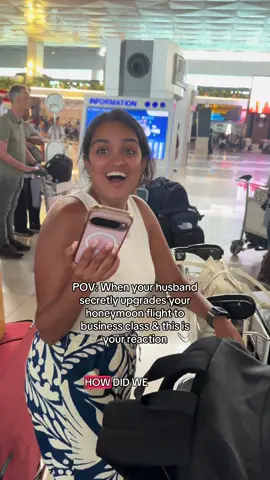 We were already having the best 🍯🌙 & hubs turned the ✈️ into a luxury experience. Shoutout @Qatar Airways for the best hospitality 🥰 #honeymoon #honeymoontrip #businessclass #businessclassqatar #myreaction #povstories #qatarairways 
