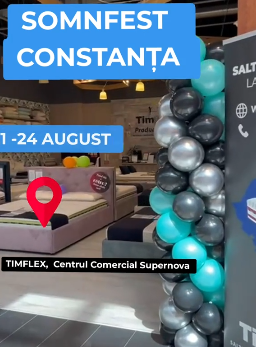 ☀️ Litoral, soare, mare… și SomnFest Constanța #2 ! 👉 Reduceri de vară la saltele, paturi și canapele + atmosfera cool care te face să vrei să le testezi pe loc.  🛏 Testează confortul care te însoțește de la plajă direct în dormitor! 📍 Showroom TIMFLEX 📅 21 – 24 August 🏬 Supernova Constanța – Str. Cumpenei nr. 2 🕘 Program: 09:00 – 21:00 Somnul bun are briza mării ✨ #SomnFest #timflex #Constanta #saltele 