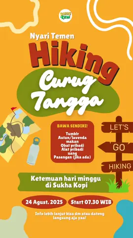 Pergi ke kota beli durian Pulangnya lewat swalayan Daripada hiking sendirian Mending Bareng Kitaa Sekalian . Ayoo buat temen-temen yang mau barengan hiking ke curug tangga minggu ini. Boleh bangett langsung ketemu di tikum ajaa. Ini bukan open trip jadi gak ada HTM kecuali jajan dan parkir ditanggung masing-masing yaa😅 . For more info. Bisa dm atau langsung dateng ajaa biar kenalan 😉 . Make it fun gaeess!! See yaa!!