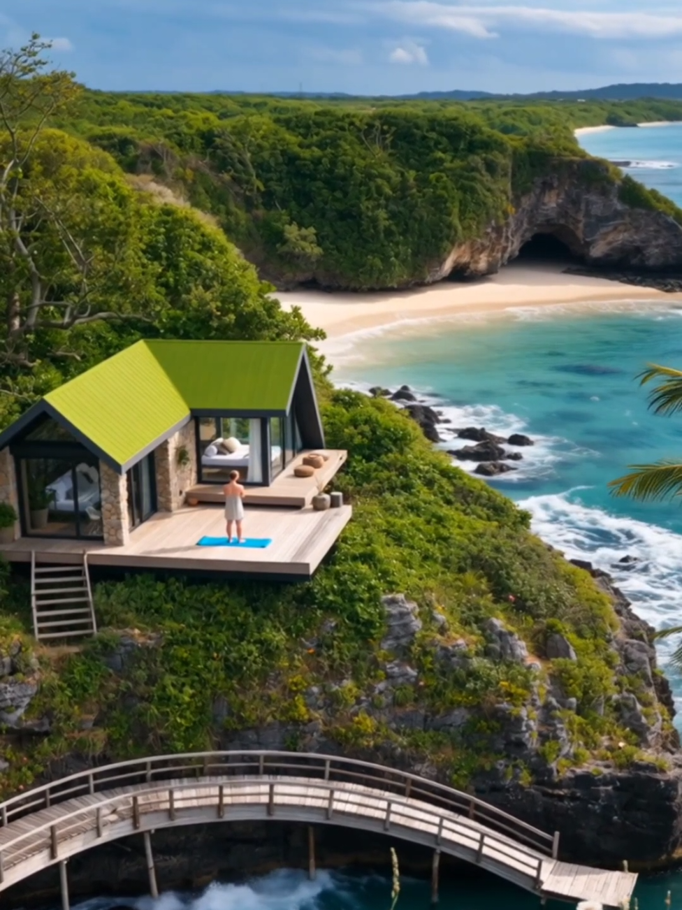 Zen Cliffside Escape: Ocean Views & Pure Serenity #ZenRetreat #OceanViews #CliffsideLiving #EcoLuxury #NatureVibes #YogaSanctuary #PeacefulEscape #MindfulLiving #SustainableDesign #TranquilLiving #tiktokviral #foryoupage #fyp 