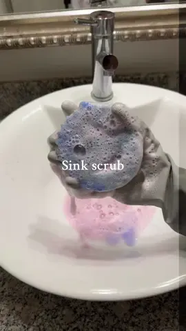 Raspberry sorbet sink cleaning! #CleanTok #cleanwithme #scrubbingsounds #dirtyclean #cleaninghacks 