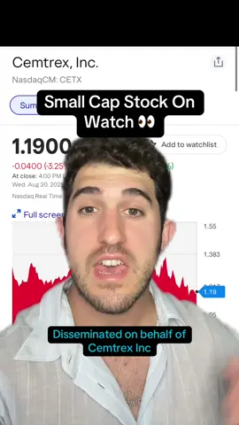 One small cap stock I’m watching! Industrial services, advanced security & surveillance all in one. Not financial advice, do your own due diligence. This video was produced on behalf of and sponsored by, Cemtrex Inc. (NAS: CETX). Stock Dads,LLC was paid $2000USD by Interactive Offers LLC. and/or affiliates for this video and other marketing materials on behalf of the company.  This video does not constitute investment advice. Each viewer is encouraged to  consult with his or her individual financial professional and any action a viewer takes as a result of the information presented here is his or her own responsibility. This video is not a solicitation for investment, or a recommendation to buy or sell any security.  Stock Dads LLC holds 0 shares in this company at the date of publishing.