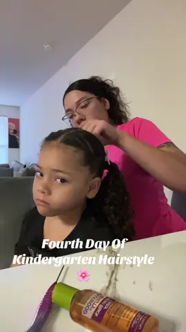 She wasn’t having it this morning but Have a Great Thursday 😌 #kindergarten #teenmom #simplehairstyle #MomsofTikTok #schoolgrwm 