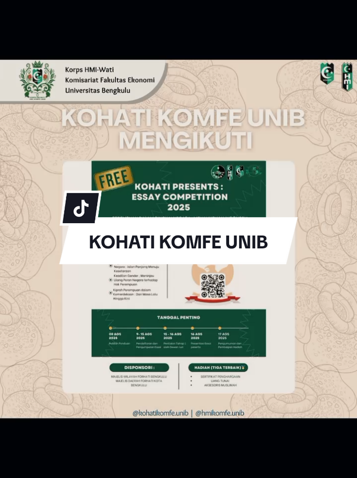 kohati komfe unib dalam presentasi Lomba Essay secabang Bengkulu  Yakusa 💚🖤 #CapCut #kader #hmikaderumat #hmikomfeunib #kohati 