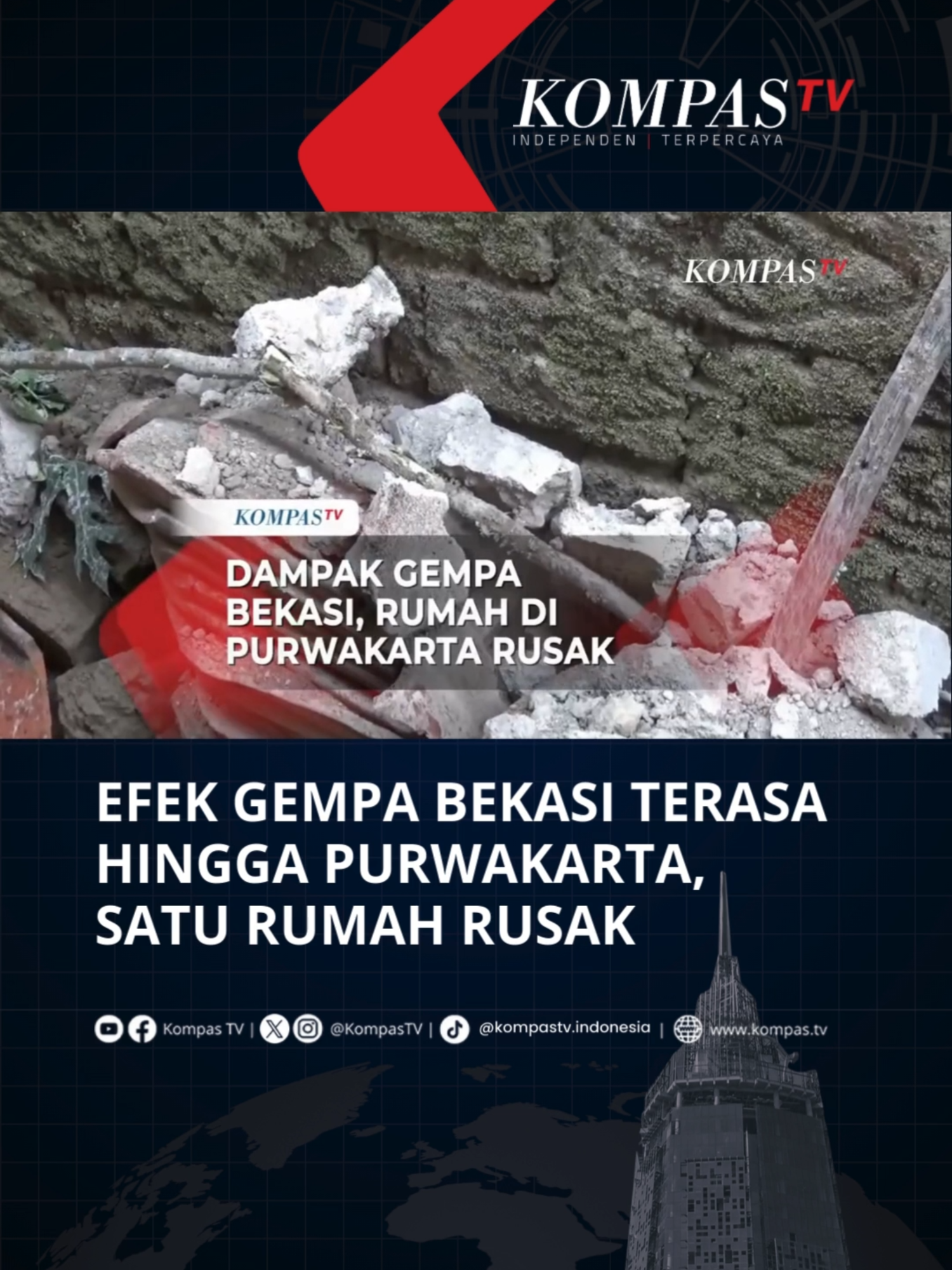 Efek gempa di Bekasi dengan magnitudo 4,9 membuat satu rumah di Purwakarta rusak. Ditemui awak media Kamis, 21 Agustus 2025 Ade Rosita warga kampung Sukamulya, Desa Cilangkap, Kecamatan Babakan Cikao, Purwakarta, Jawa Barat. Menjelaskan keadaan rumahnya yang rusak akibat gempa Rabu, 20 Agustus 2025 malam. Tuliskan komentarmu dan dapatkan berita terkini lainnya di www.kompas.tv serta youtube.com/kompastv #TikTokBerita