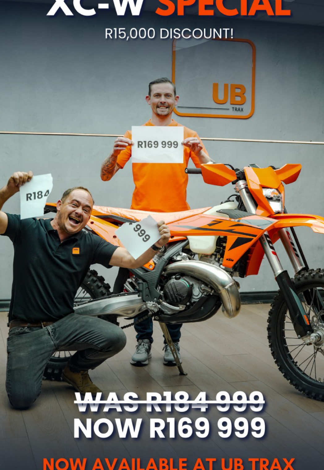 🔥 2025 KTM 300 XC-W Special at UB Trax! 🔥 This beast just got even better – and now it’s easier than ever to make it yours. 🏍️💨 💰 Was: R184,999 💥 Now: R169,999 👉 That’s a R15,000 saving! ✅ Finance available ✅ Trade-ins welcome ✅ We deliver Don’t miss this limited-time deal – adventure is waiting, and your KTM is ready. 🏁 #UBTrax #UBExploring #RideWithUs #iRideUB #AdventureAwaits   