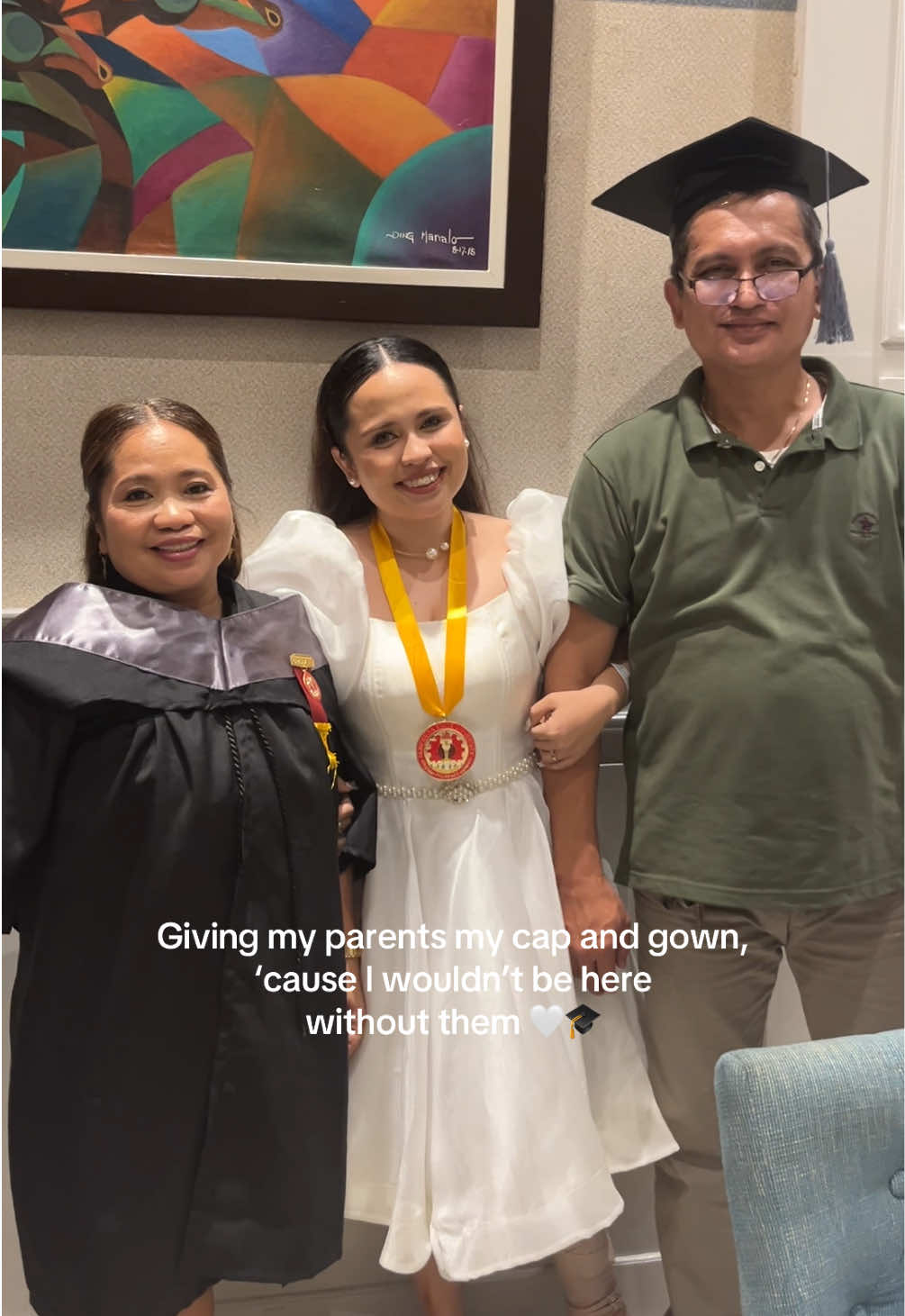 I will always be forever grateful to my parents 💖 This achievement is for you, mama and papa! ✨ #graduated #magnacumlaude #parents #grateful #foryou 