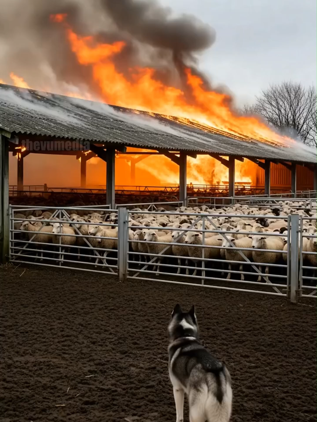 Husky Saves Barn and Animals From Disaster! #animal #hero #wow #wildlife #animals #animalsoftiktok #followers😘thanku🙏🙏❤️❤️❤️ #dog #sharks #dogsoftiktok #trendinvideo #petslover