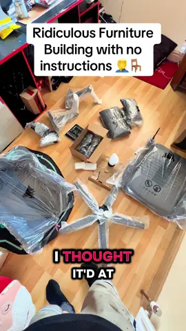 Flat pack furniture is great until you have a million pieces for one chair and no instruction manual 😂🤦‍♂️ #treacletowner #corsair #flatpack #furniture #chair 