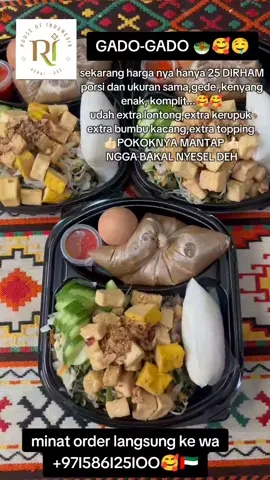 authentic indonesian salad nih... yuk ajak pacar,temen,sodara,bos dan temen bule kalian nyobain gado-gado salad nya orang indo,dijamin mereka pasti amazed sama masakan Indonesia 🥰👍🏻 beli nya tentu aja disini yaa... #rumahindonesia #gadogado #pejuangdirham🇮🇩❤️🇦🇪 #tkwemirates🇦🇪🇮🇩 #tkwdubai🇦🇪indonesia🇮🇩 