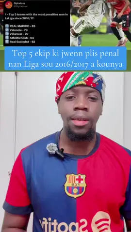 Top 5 ekip ki jwenn plis penal nan Liga sou 2016/2017 a kounya #realmadrid #valencia #atheleticlub #villarealcf #realsociedad 