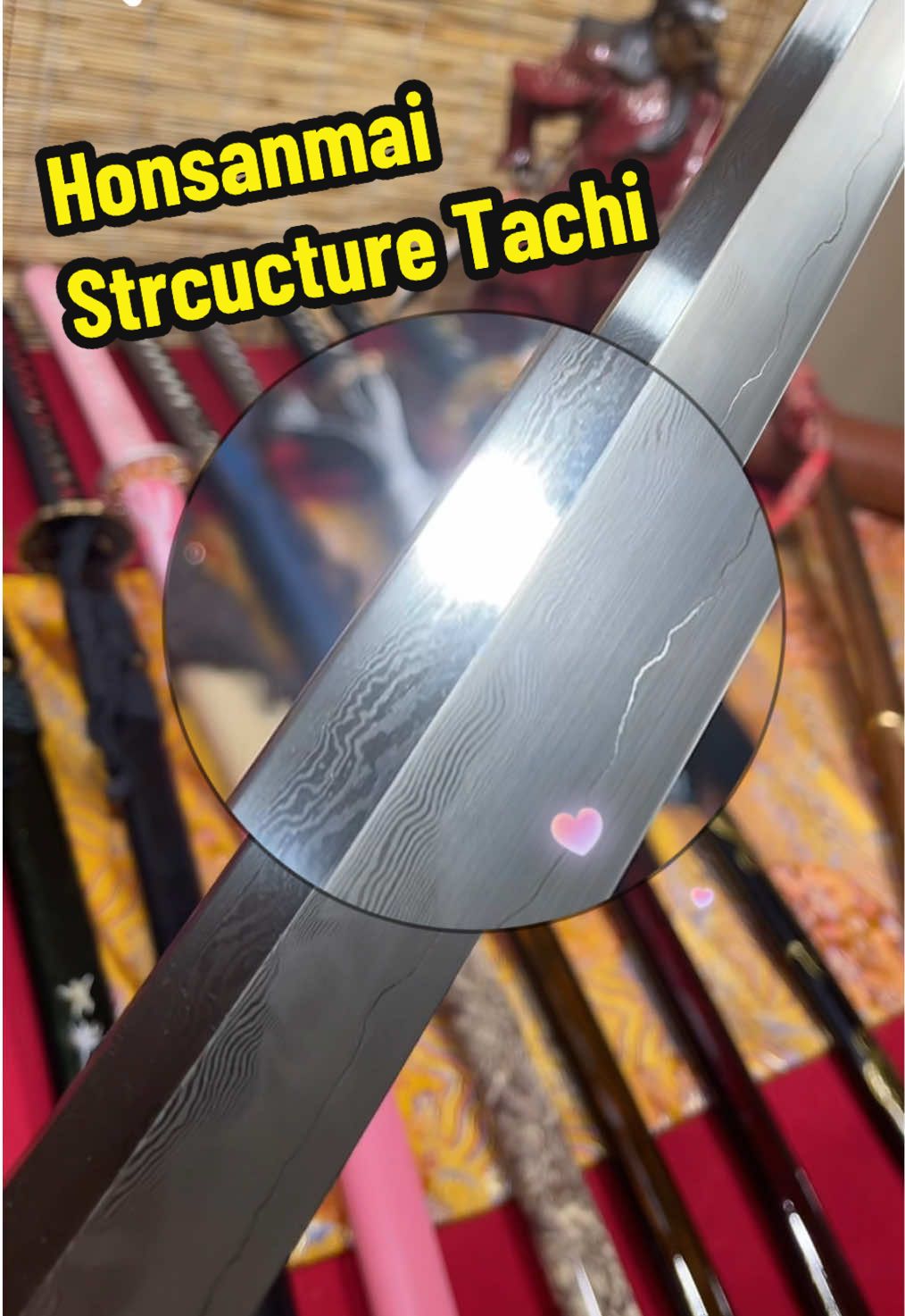 🔥 Please Like/Share/Comment for craftsmanship. ❤️ Beautiful and powerful Tachi sword. 🔥⚔️ #katana #sword #tachi #damascussteel #sanmai 
