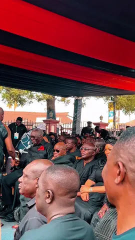 Former President Nana Addo Dankwa Akufo-Addo, former Vice President Dr. Mahamudu Bawumia, and his wife Samira Bawumia seated at the one-week celebration of the late Asantehemaa, Nana Konadu Yiadom III.