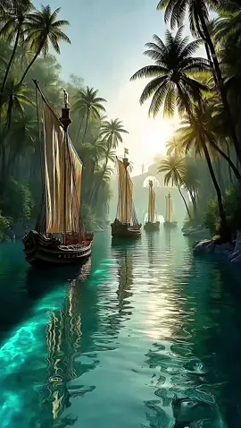 ​Drift away into this tranquil scene 🌴⛵️✨ #landscape #aiart #dream #mindblown 