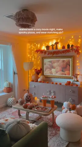 Set up the living room for fall movie nights! My sister and I got matching pumpkin pjs to enjoy movie night in. I’ve been wanting to try these trays on my tumblers and they were so fun to use! What’re your favorite fall movies to watch? #beforeandafter #cozyhome #myhousebeautiful #livingroominspo #falldecor 