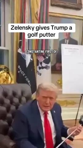President Trump is putting a new flat stick in his golf bag, courtesy of a Ukrainian soldier who shares his love for the game and delivered by Ukrainian President Volodymyr Zelensky. #PresidentDonaldJTrump #Zelenskyy 