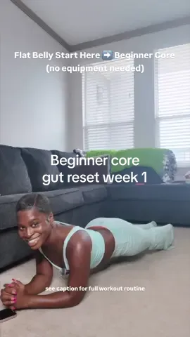Flat Belly Start Here ➡️ Beginner Core no equipment needed  Save this workout 👇🏾 3 exercises | 12-15 reps | 3-4 sets  1. Sit ups 2. Laying leg raises 3. Heel taps Core Burner 🔥  2 Plank Hold | 1 min each  #beginnercore #gutreset #healthylifestyle #fitnessjourney #wellnessjourney 