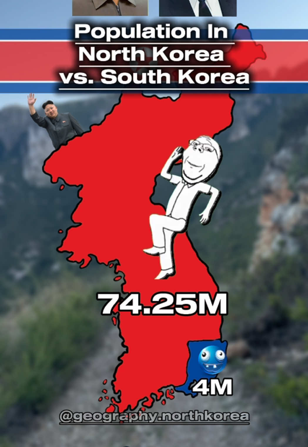 Bazed Onion! Population in North Korea vs. South Korea #mapping #mapper #fyp #geography 