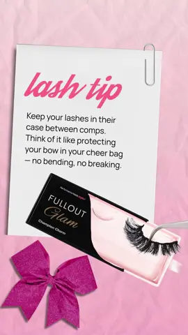 PSA: Your lashes deserve better than the bottom of your cheer bag 👀✨ Always put them back in their case so they stay clean, fluffy, and ready to lock-in for the next routine 💕 #LashCare #CheerTok #FullOutGlam