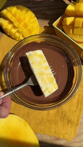 Chocolate Dipped Mango Frozen Yogurt Bars 😍🥭 A delicious, 5-ingredient snack that’s perfect for back-to-school!  Mango is my #1 favorite fruit (my husband’s, too!) so these froyo bars are our ideal snack/dessert 🙌  Make a batch and keep them in the freezer for whenever you’re craving something sweet, but not too sweet. Mango is naturally sweet by itself, and 1 serving (3/4) has over 20 vitamins, minerals & antioxidants. Plus, you’re getting some protein from the yogurt 💪 Save the recipe below!  #mango #mangoboard  🥭 Chocolate Dipped Mango Frozen Yogurt Bars (makes 8)  1 1/2 cups full-fat vanilla Greek yogurt  1 1/2 cup diced mango  1 tsp vanilla extract  2 tbsp maple syrup  10 oz dark chocolate  Optional: 1 tbsp coconut oil  Line a loaf pan both ways with parchment paper.  In a mixing bowl, whisk together the yogurt, vanilla and maple syrup until smooth. Stir in the diced mango, then pour the mixture into the loaf pan and smooth out the top. Freeze until solid, about 6 hours.  Remove from the freezer and let sit for 5-10 minutes. Carefully slice into 8 bars (if you apply too much pressure on the knife, frozen yogurt pieces may break off). Return to the freezer while you melt the chocolate. Melt the chocolate and coconut oil in the microwave in 30 second intervals until fully melted. Prepare a sheet pan with parchment paper.  Dip each froyo bar into the chocolate and quickly rotate it to coat each side in chocolate. Let excess chocolate drip off, then transfer to the parchment paper. Wait for the chocolate to solidify before enjoying. Keep these stored in an airtight container  in the freezer for up to 3 months! 