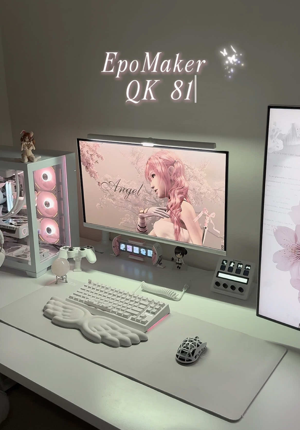 unboxing the EpoMaker Qk 81 ♡₊˚₊✧༚ ما شاء الله super smooth typing, cozy rgb glow, and the keycaps feels so soft ₊˚⊹♡ the 75% layout is compact but still has everything i need - it instantly made my setup feel cleaner and way more aesthetic ˚₊꒷♡ 🔗 keyboard is linked in my bio. thank you @Epomaker Keyboard for this dreamy keyboard ᧔ෆ᧓ #Epomaker #Qk81 #explore #fyp #whitesetup   