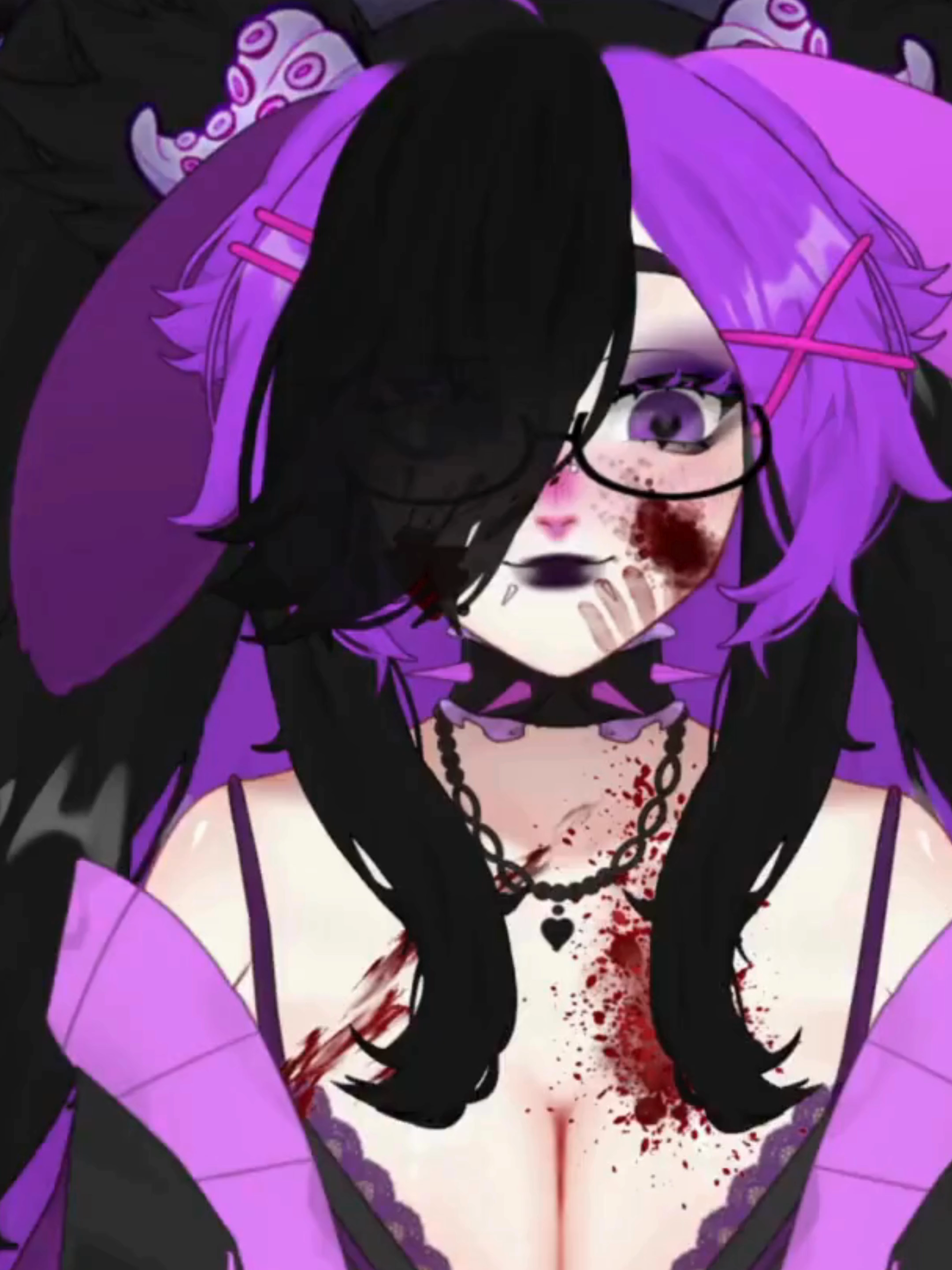 🔪 i want to help myself to some face jerky~ | 💜🐰🔮 | #gothvtuber | #gothmaniac | #bunnyvtuber | #yanderevtuber | #ENVtuber | #EnglishVT | #gothVT | #gothicc | #gothtuber | #hexmaniac | #yandere | #therockermovie | #moviequotes | #vtubermeme | #vtubermemes | #meme | #lewdtuber | #glasses | #collar | #subby