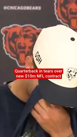 Chicago Bears quarterback Tyson Bagent broke down in tears after signing a new two-year $10m contract with the NFL team. Bagent, whose father grew up without running water in his home, was overwhelmed by the amount of people he could now help back home in West Virginia. Click link in bio for more 🔗