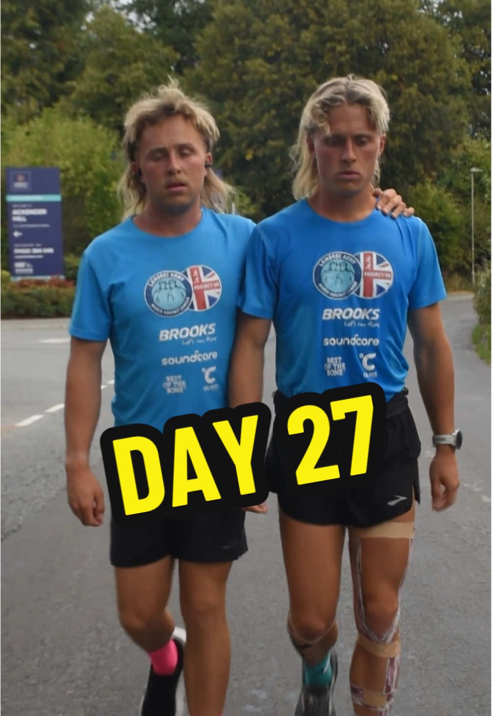 Words can’t describe the pain Lach is going through so I made this video After running 1200km in 27 days he has broken down his shins to the point where he can’t even stand in the morning This is serious to the point where we may have to pull him out of this run at any moment The boys are pushing through for their grandma fighting cancer and everyone impacted by this cruel disease❤️ Please help motivate Lach in the comments #uk #unitedkingdom #Running #marathon #fyp 