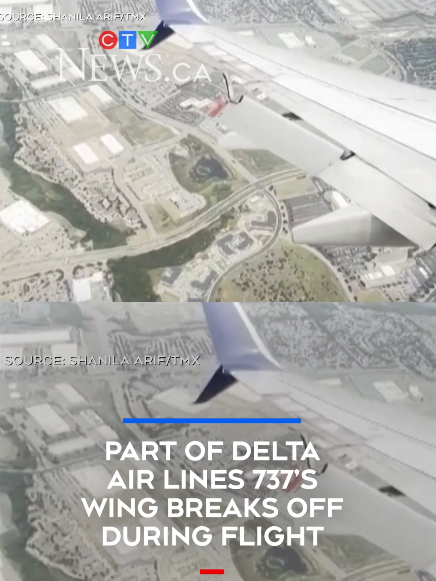 The Federal Aviation Administration is investigating after a flap on a Boeing 737’s wing partially broke off before landing in Texas on Tuesday. Delta Air Lines Flight 1893 was flying from Orlando International to Austin-Bergstrom International Airport when passengers noticed something had partially broken away from the back of the wing. “We felt it was bad turbulence. The plane was shaking,” passenger Shanila Arif told CNN. “The lady in front of us opened the window and told us it is broken. I opened the window and got scared.” Video recorded by Arif showed the flap dangling behind the wing, as the plane flew at hundreds of miles an hour thousands of feet in the air. She worried if the piece completely broke off it could hit the tail of the aircraft and cause a crash. After landing “it was observed that a portion of the left wing’s flap was not in place,” Delta Air Lines said in a statement. “The aircraft has been taken out of service for maintenance.” Flaps are surfaces on the back of the wing designed to be extended for takeoff and landing. #ctvnews #news