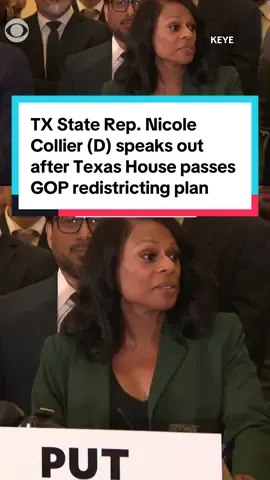 Texas State Rep. Nicole Collier (D), who refused a police escort and stayed overnight inside the Texas Capitol earlier this week, spoke out on Wednesday after the House passed a Republican-backed proposal to redraw the state's congressional maps and potentially add up to five new GOP-leaning districts. 