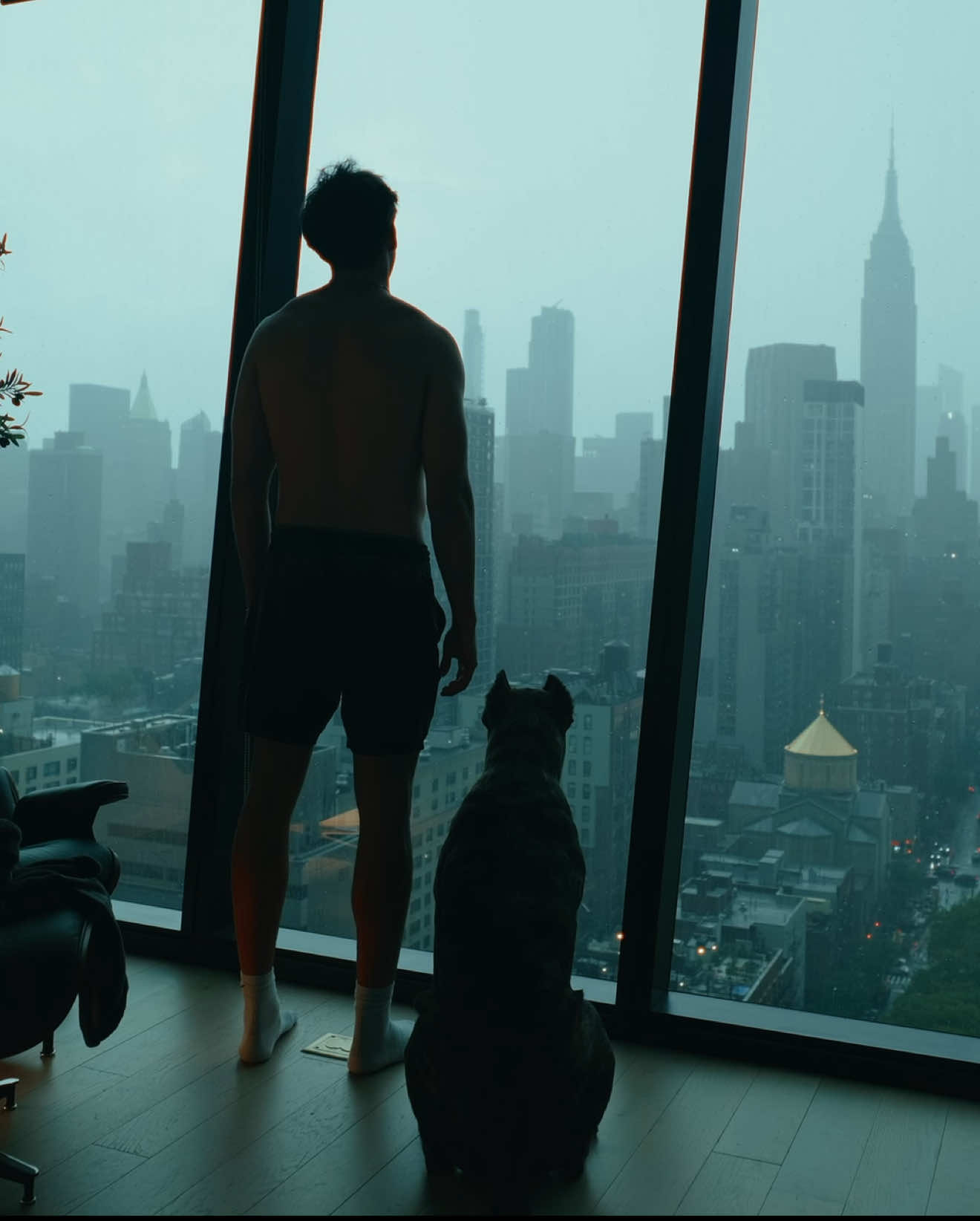 Storm outside, peace inside🪐  #nyc #cinematic 
