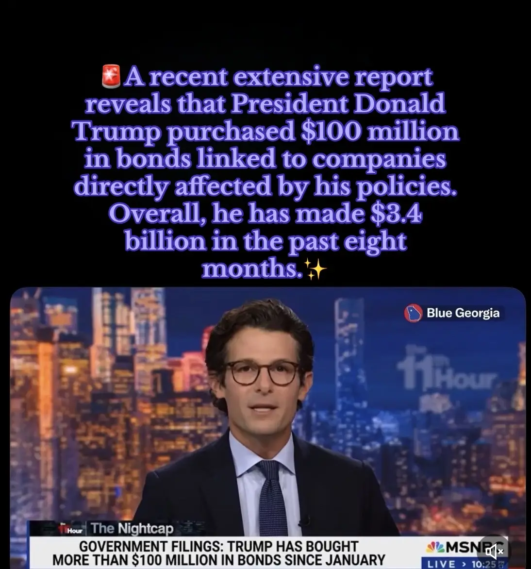 A recent extensive report reveals that President Donald Trump purchased $100 million in bonds linked to companies directly affected by his policies. Overall, he has made $3.4 billion in the past eight months. #new #like #donaldtrump #politicalgossip #bonds