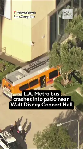 Authorities closed a downtown street next to the Walt Disney Concert Hall after a Los Angeles Metro bus crashed into a restaurant patio Wednesday afternoon. The crash caused a gas leak, which firefighters quickly fixed. The Los Angeles Fire Department said the crash happened at roughly 4:15 p.m. along Grand Avenue. There were no pedestrians injured in the crash. However, a 52-year-old woman who was on the bus was taken to the hospital in fair condition.