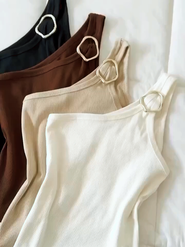Blusa Feminina Nula Manga Argola Assimetrica Dourada Suplex Elegante #blusafeminina #blusaassimetrica #modafeminina #acheinashopee #blusa 