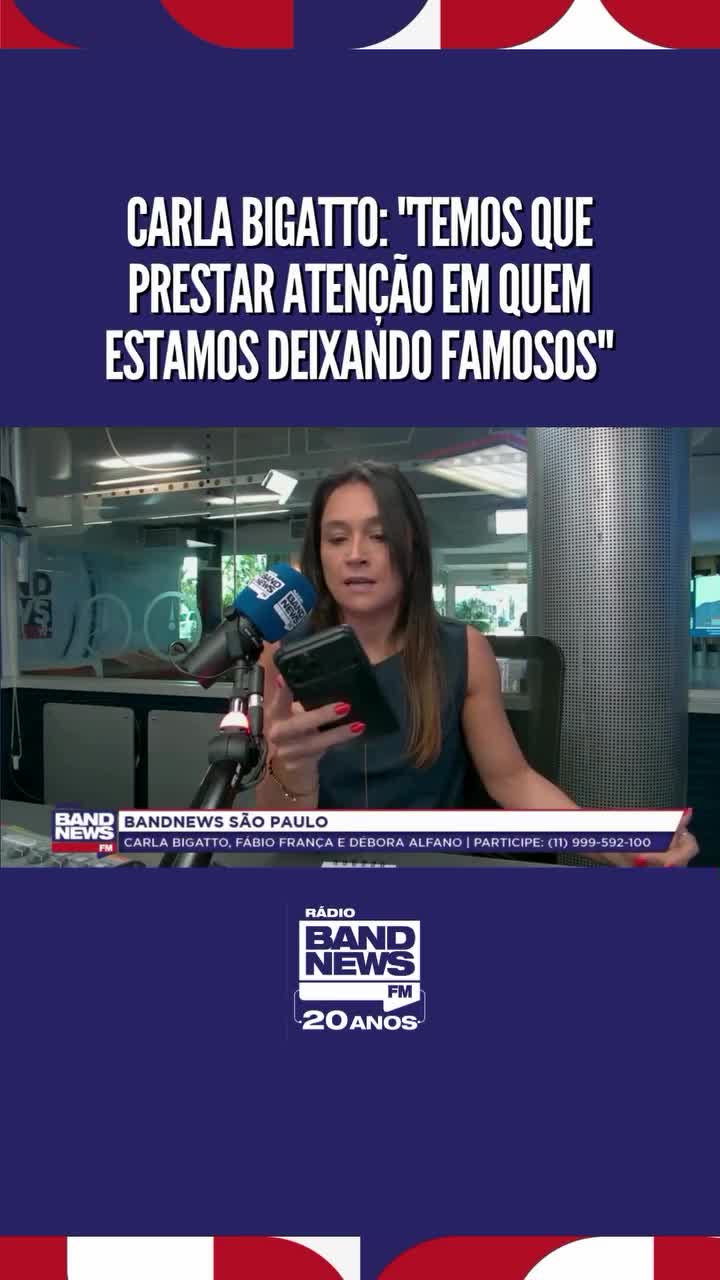 ACIDENTE COM PORSCHE • A âncora da BandNews FM Carla Bigatto comenta a declaração da influenciadora Bia Miranda após se envolver em um acidente de carro na zona oeste de São Paulo, na quarta-feira (20). Segundo Bia, ela e o namorado, conhecido como Gato Preto, vão ressarcir os prejuízos, mas classificou o outro veículo envolvido na colisão como “lixo”. O influenciador Gato Preto bateu a Porsche dele em um carro e atingiu um semáforo no cruzamento da Avenida Brigadeiro Faria Lima com a Rua Elvira Ferraz. Para Carla Bigatto, a fala da influenciadora é um desrespeito: “Olha a forma como esta pessoa se comunica, dá para chamar isso de pensamento lógico? Que desrespeito com a pessoa que teve o carro atingido, que poderia ter se ferido.” A apresentadora complementa com um alerta: “Muita gente vai consumir o conteúdo dela por curiosidade. A sequência dos stories dela é um anúncio do ‘jogo do tigrinho’. Vamos prestar atenção em quem estamos deixando famosos.”