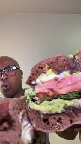 Tuna and egg bagel sandwich 