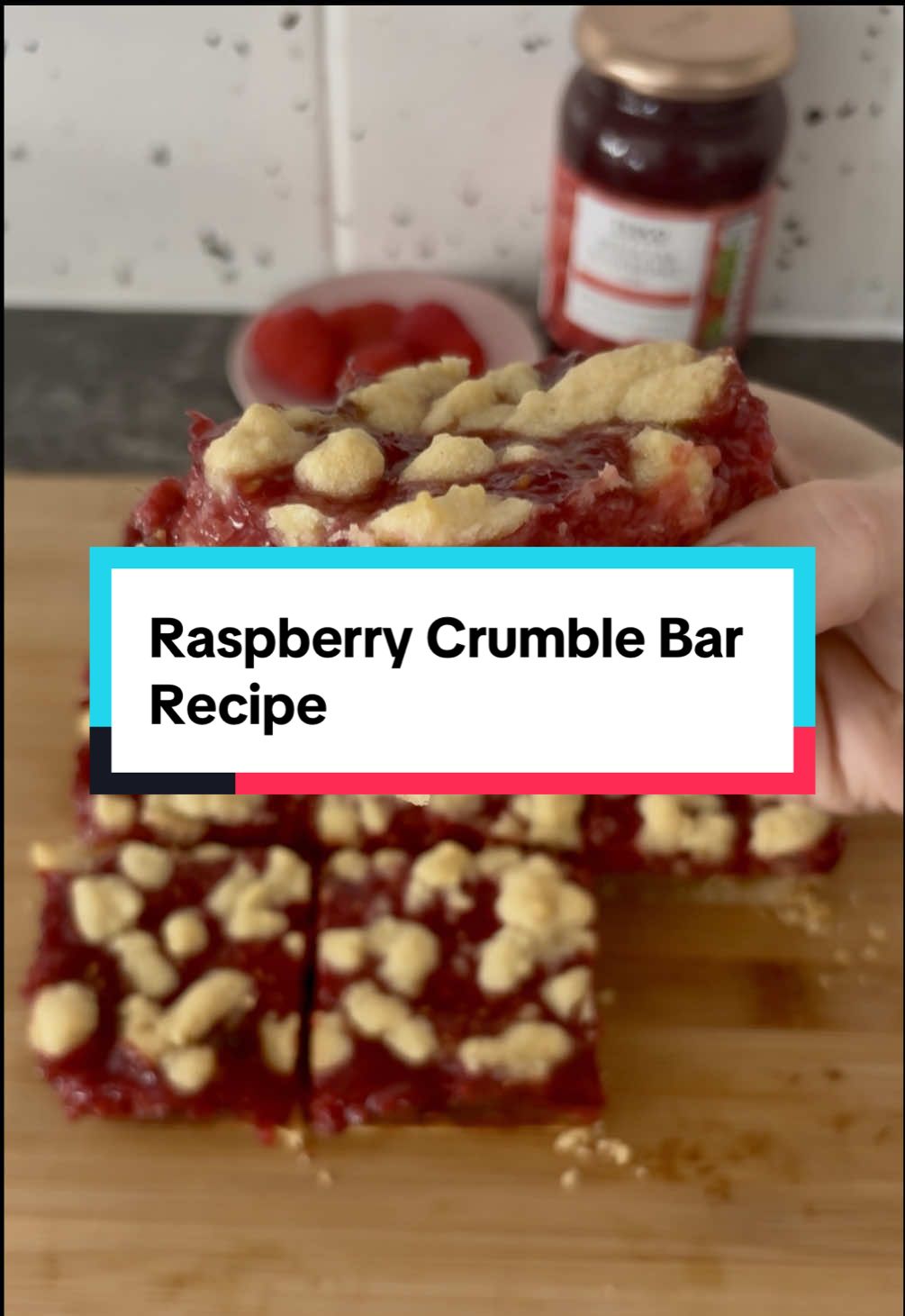Raspberry Crumble Bar Recipe 😍 This summer dessert is fruity and really easy to make 🤩 ✨Ingredients✨ 🧈 200g x Unsalted Butter 🍬 100g x Caster Sugar 🍞 275g x Plain Flour ✨Filling✨ ❤️ 380g x Raspberries  🫙 150g x Raspberry Jam 🤍 1 tbsp x Cornflour 🍋 1 tbsp x Lemon Juice ✨Method✨ 1- Mix your butter and sugar together until combined, then add your flour and mix. 2- Add two thirds of your mix to a pre lined baking tin, bake at 160 degrees for around 25 minutes. Leave the remaining third to one side as this will be your crumble. 3- Mix your fillings together, then add on top of cooked base.  4- Crumble your remaining mix on top then bake for around 50 minutes until the crumble on top looks a little golden. Enjoy 💖 #summerdessert #raspberrycrumblebars #bakingtiktok #katiesfoodiefinds #hobbybaker 