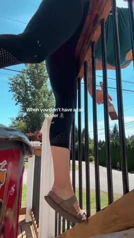 Hey it works! Nothing to see here just a girl staining her deck! Good thing I use to be a gymnast 😝 #lol #hardwork #homeimprovement #gettingitdone 