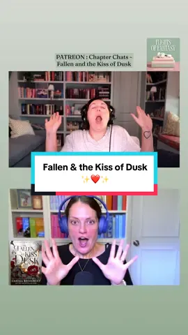 I will love you anyway 😭 Our Fallen & the Kiss of Dusk :  Chapter Chats are here!! Come join the read along party over on Patreon!!  Cheers & happy reading! 🥂📖 . . . Flights of Fantasy is streaming wherever you listen to podcasts!  . . #fantasyromance #romantasy #carissabroadbent #fantasy 