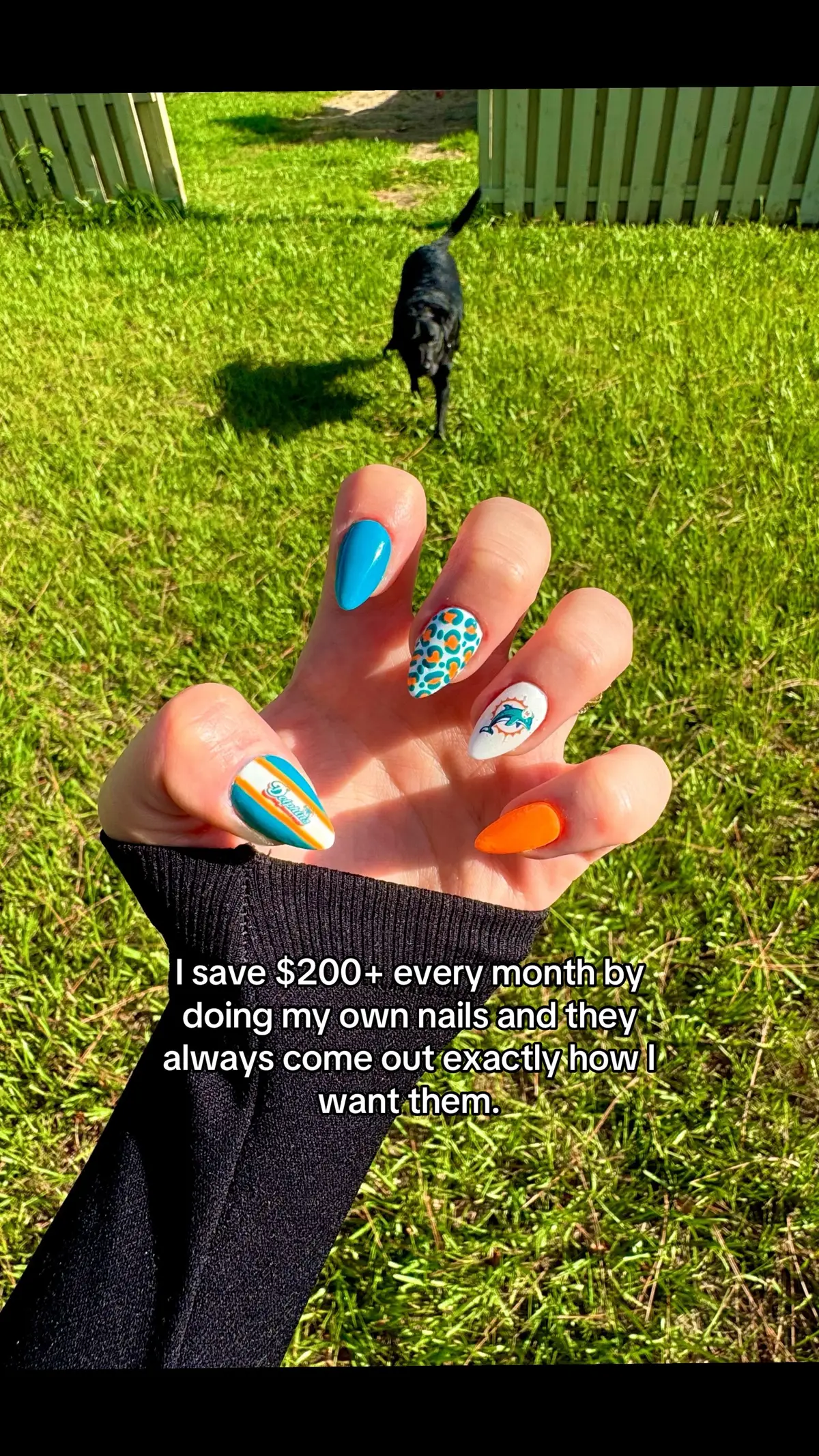 Key phrase: how I want them. #nails #DIY #miamidolphins #gelx #nailinspo