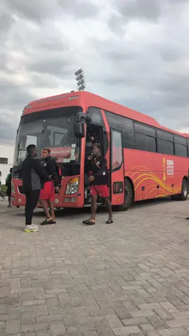 Madagascar arrive at the Police Sacco Stadium for their final training ahead of their quarterfinals match against Harambee Stars  #CHAN2024 #footballtiktok 