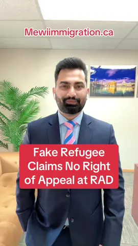 If you file fake Refugee classes with no credible basis Or you entered Canada through US and applied under the safe third country exemption  And Refugee board refuses your claim , You do not have the right to appeal at the Refugee appeal division You can't appeal the RPD decision to reject your refugee protection claim if: - the RPD decision says that your claim has no credible basis or is manifestly unfounded - you made your claim at a land border with the United States and the claim was referred to the RPD as an exception to the Safe Third Country Agreement #canadarefugee #refugeeappeal #canadassylum  WWW.MEWIIMMIGRATION.CA 